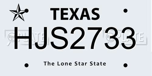 HJS2733 Texas License Plate