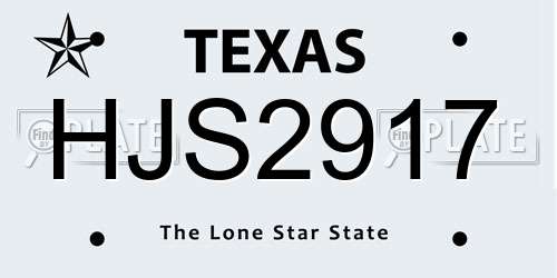 HJS2917 Texas License Plate