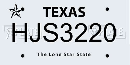 HJS3220 Texas License Plate