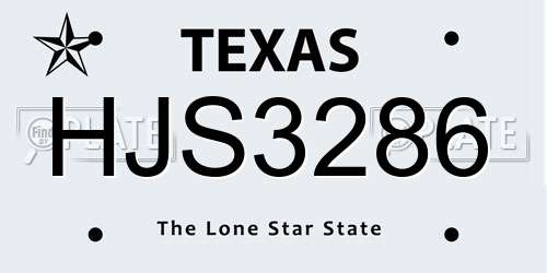 HJS3286 Texas License Plate