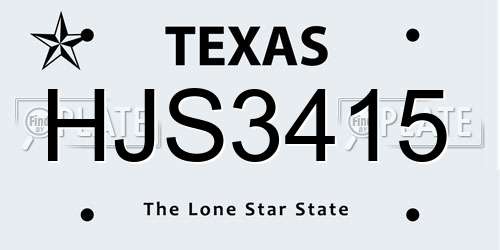 HJS3415 Texas License Plate