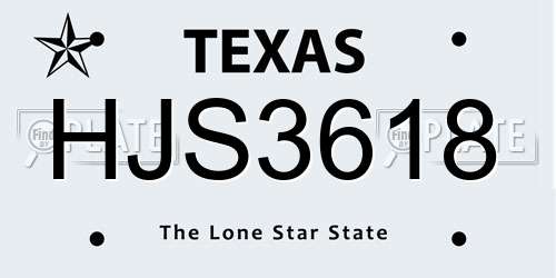 HJS3618 Texas License Plate