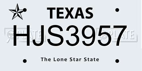 HJS3957 Texas License Plate