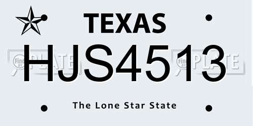 HJS4513 Texas License Plate