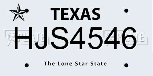 HJS4546 Texas License Plate