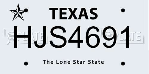 HJS4691 Texas License Plate