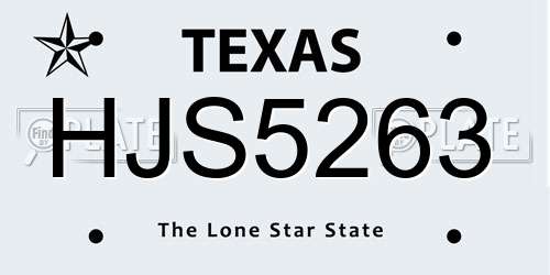 HJS5263 Texas License Plate