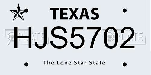 HJS5702 Texas License Plate