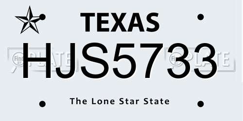 HJS5733 Texas License Plate