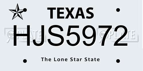 HJS5972 Texas License Plate