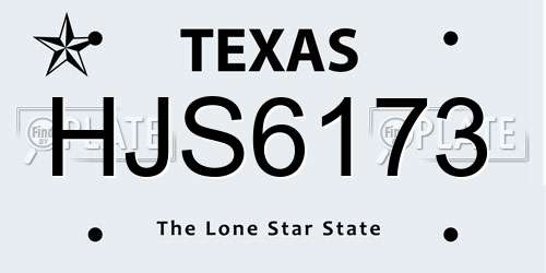 HJS6173 Texas License Plate