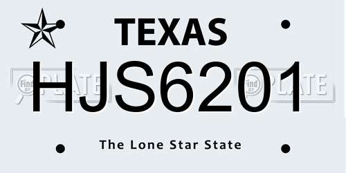 HJS6201 Texas License Plate