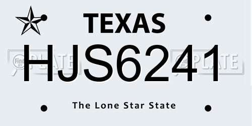 HJS6241 Texas License Plate