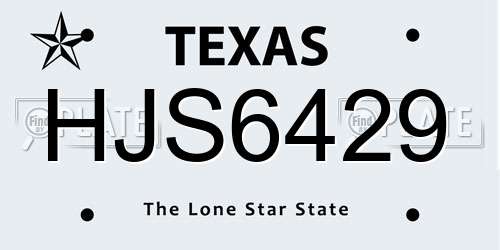 HJS6429 Texas License Plate