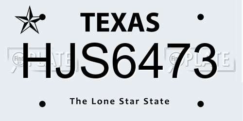 HJS6473 Texas License Plate