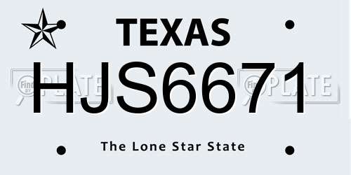 HJS6671 Texas License Plate