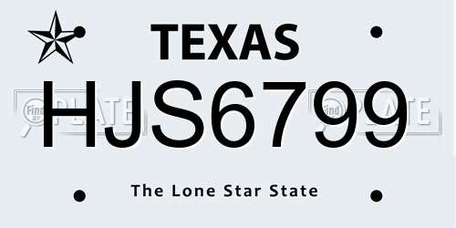 HJS6799 Texas License Plate
