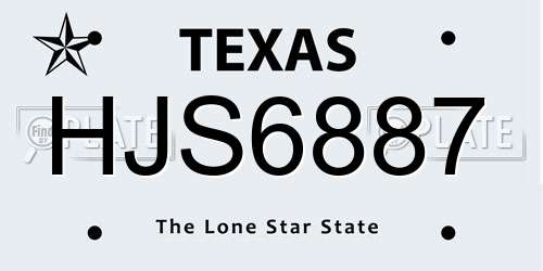 HJS6887 Texas License Plate