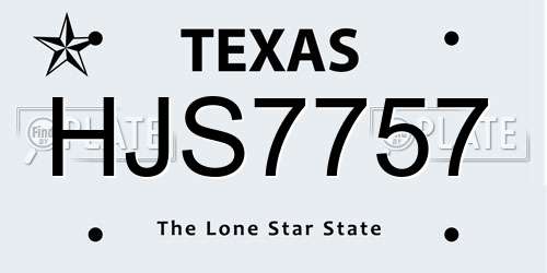 HJS7757 Texas License Plate