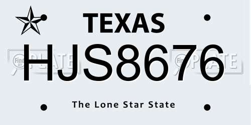 HJS8676 Texas License Plate