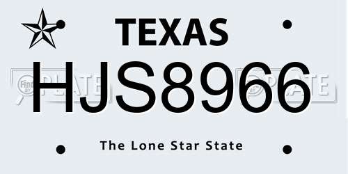 HJS8966 Texas License Plate