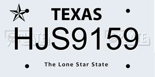 HJS9159 Texas License Plate