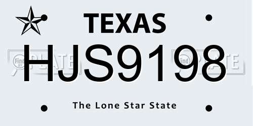 HJS9198 Texas License Plate
