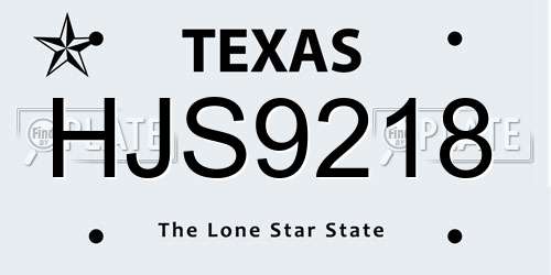 HJS9218 Texas License Plate