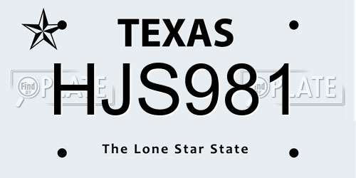 HJS981 Texas License Plate