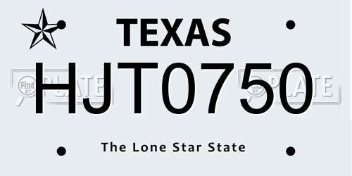 HJT0750 Texas License Plate