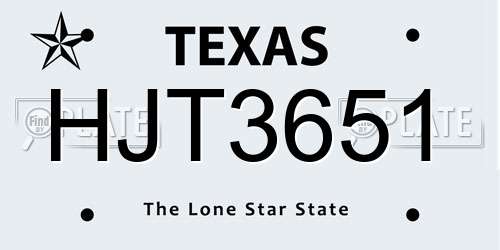 HJT3651 Texas License Plate