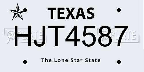 HJT4587 Texas License Plate