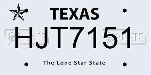 HJT7151 Texas License Plate