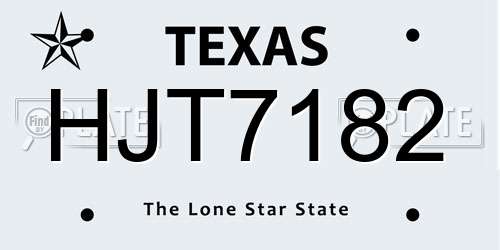 HJT7182 Texas License Plate