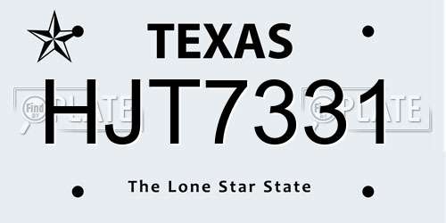 HJT7331 Texas License Plate