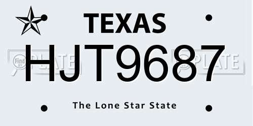 HJT9687 Texas License Plate