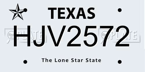 HJV2572 Texas License Plate