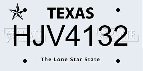 HJV4132 Texas License Plate