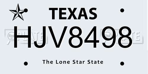 HJV8498 Texas License Plate