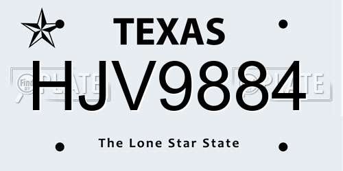 HJV9884 Texas License Plate