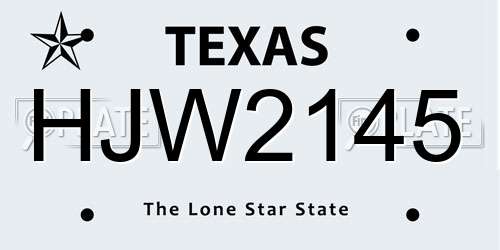 HJW2145 Texas License Plate