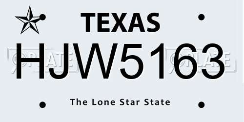 HJW5163 Texas License Plate