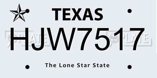 HJW7517 Texas License Plate