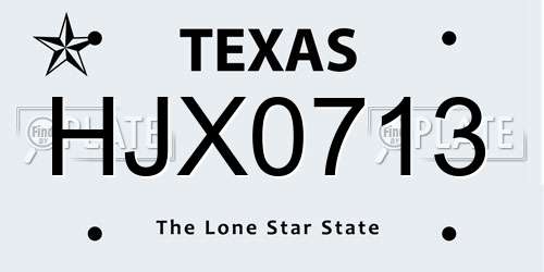 HJX0713 Texas License Plate
