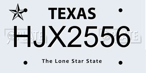 HJX2556 Texas License Plate