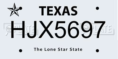HJX5697 Texas License Plate