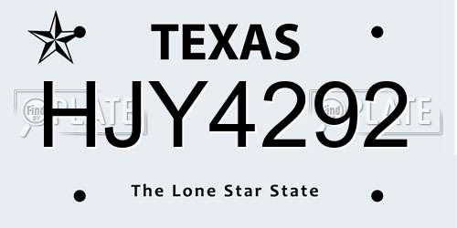 HJY4292 Texas License Plate