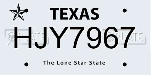 HJY7967 Texas License Plate