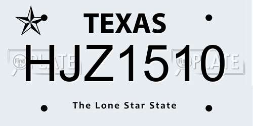 HJZ1510 Texas License Plate