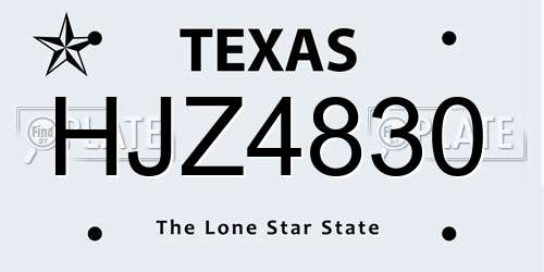 HJZ4830 Texas License Plate
